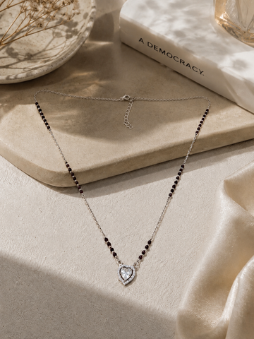 Silver Love Heart Shape Mangal Sutra 925 HM Silver