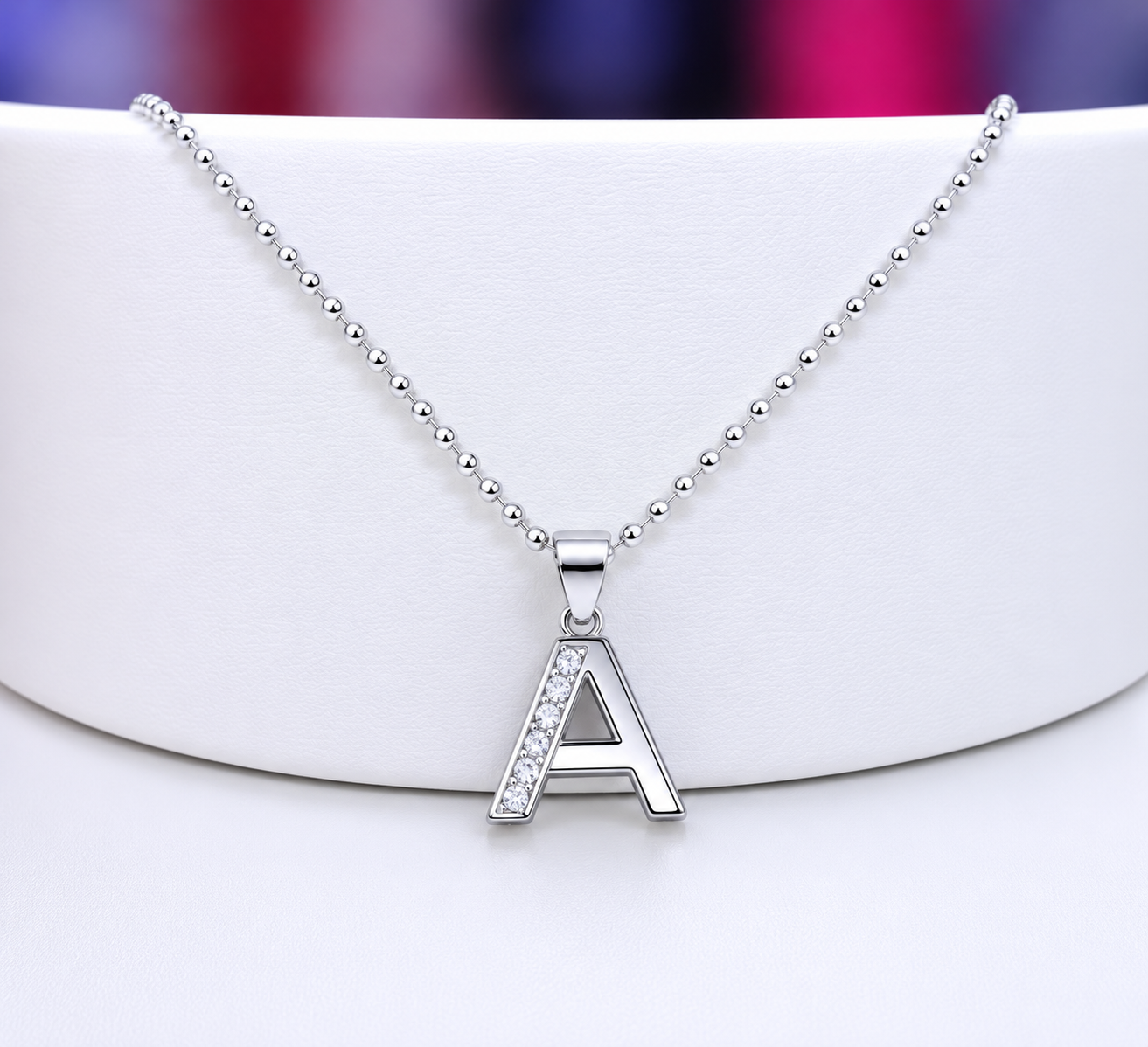  Premium 925 Sterling Silver Initial 'A' Pendant Necklace for Women