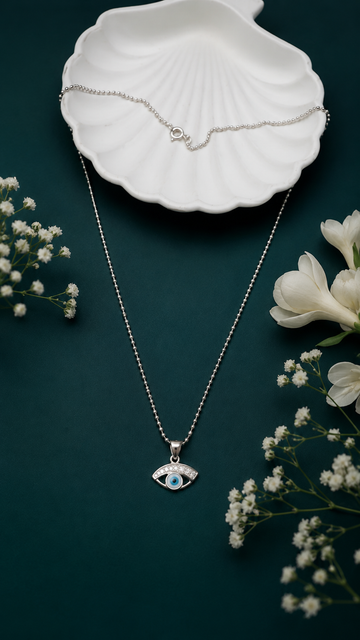 925 Sterling Silver Evil Eye Pendant Necklace for Women & Girls | Protective Silver Jewelry