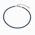 Stylish Women’s Anklet with Dark Blue Beads and Silver Chain