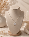 Silver Letter B Pendant Necklace for Women