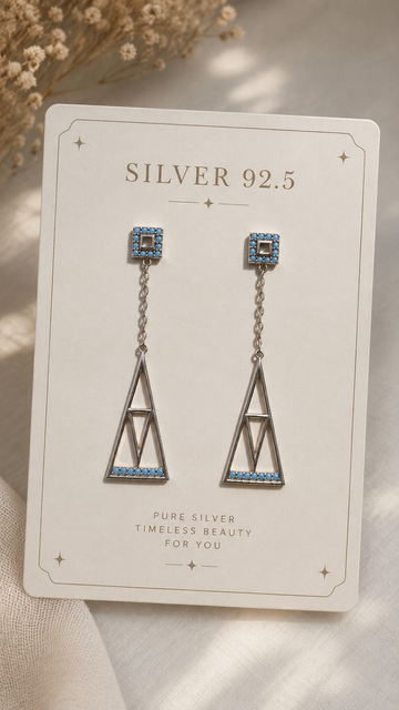 Sleek Rose Gold Dangler With Turquoise Stone In 92.5 Hm Silver