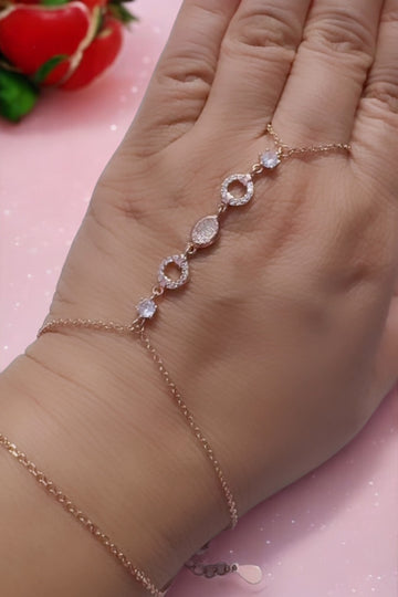 Rose Gold Floral Finger Chain and bracelet in 925 Silver Bracelets style 3