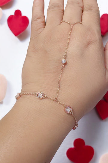 Rose Gold Floral Finger Chain and bracelet in 925 Silver Bracelets