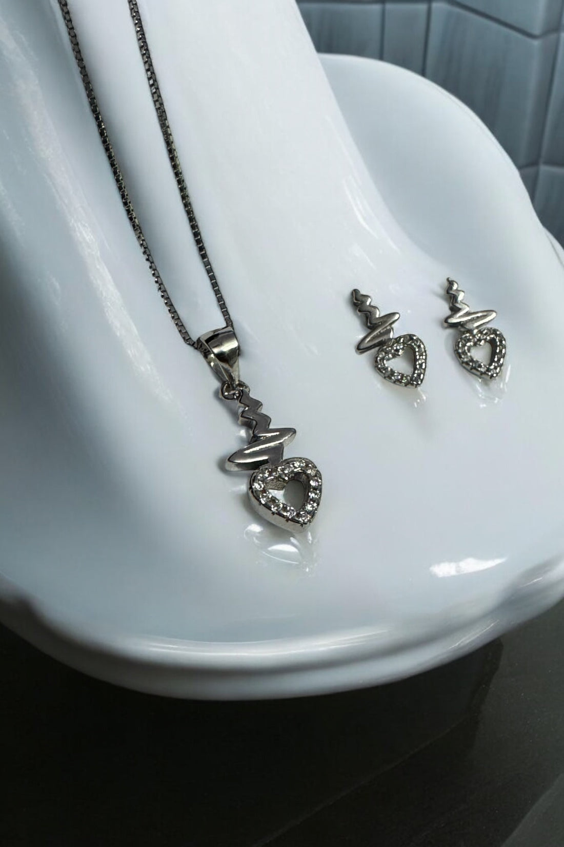 Eternal Love: Heart Shape Pendant Set in 92.5 H.M Silver