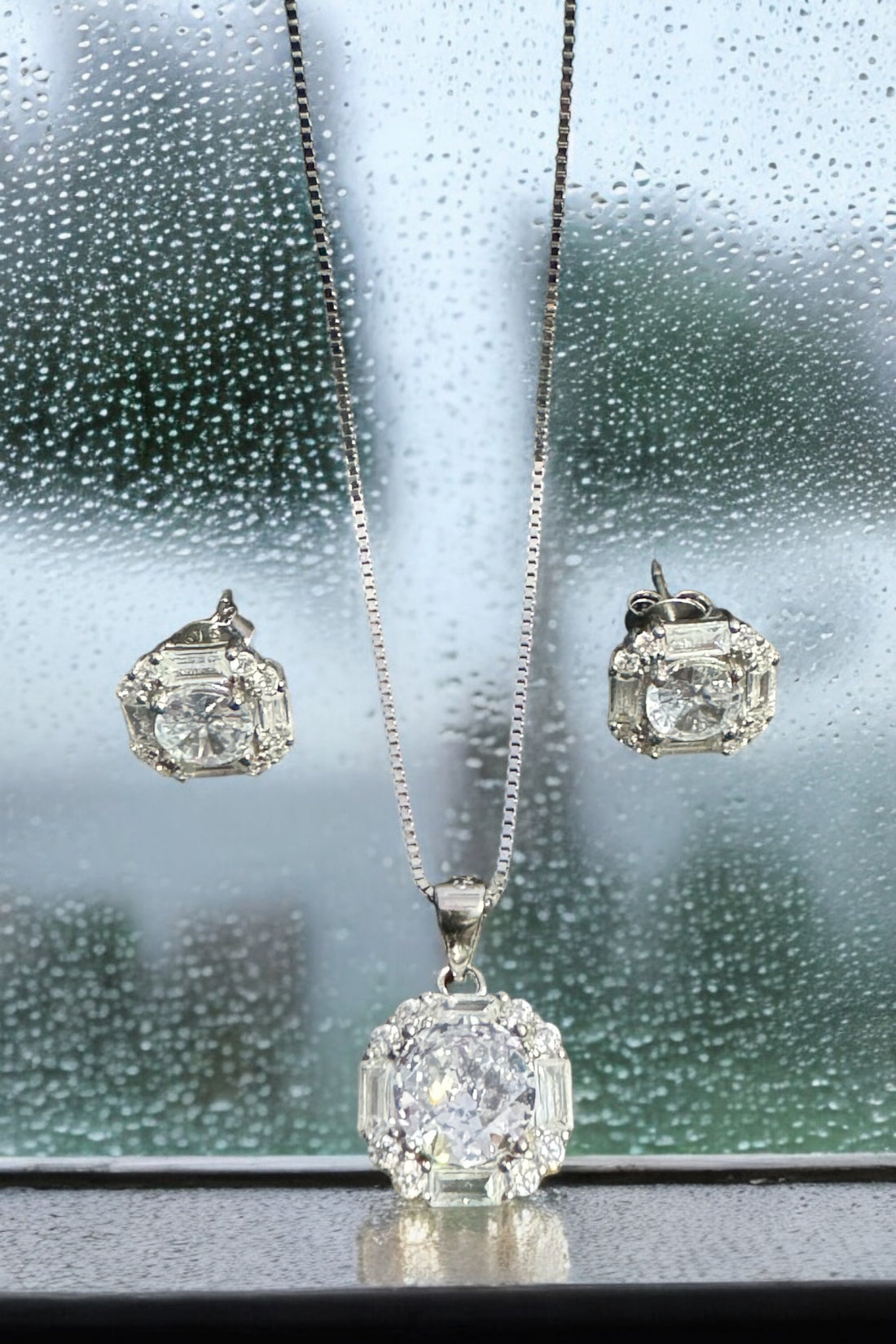 Cushion Cut Silver Pendant Set in 92.5 Hallmarked Silver