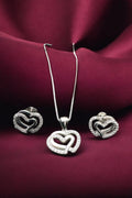 Double Heart Elegance Silver Pendant Set: 92.5 HM