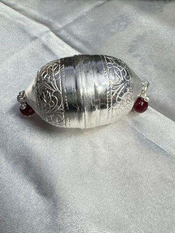 Silver Nariyal with crafted work in silver