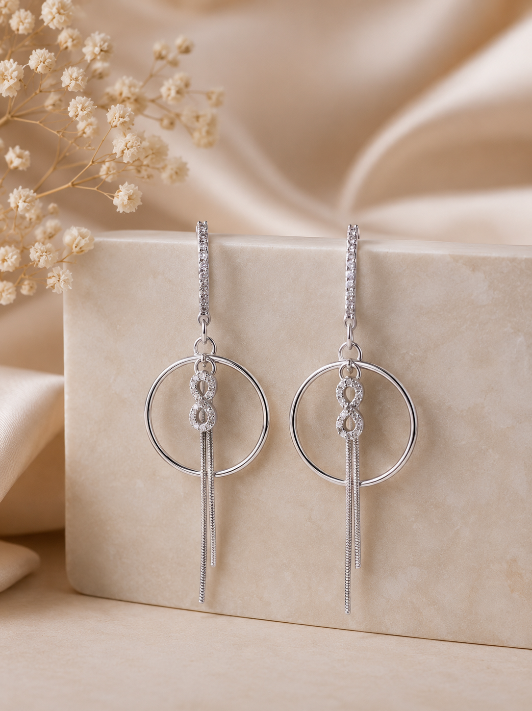 Infinity Hoop Bali Earrings in 92.5 Sterling Silver