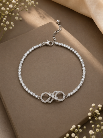 Infinity silver bracelet with stones
