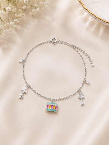 Lock and key silver bracelet