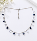 Luxury Silver Blue Crystal Necklace for Party & Office Wear