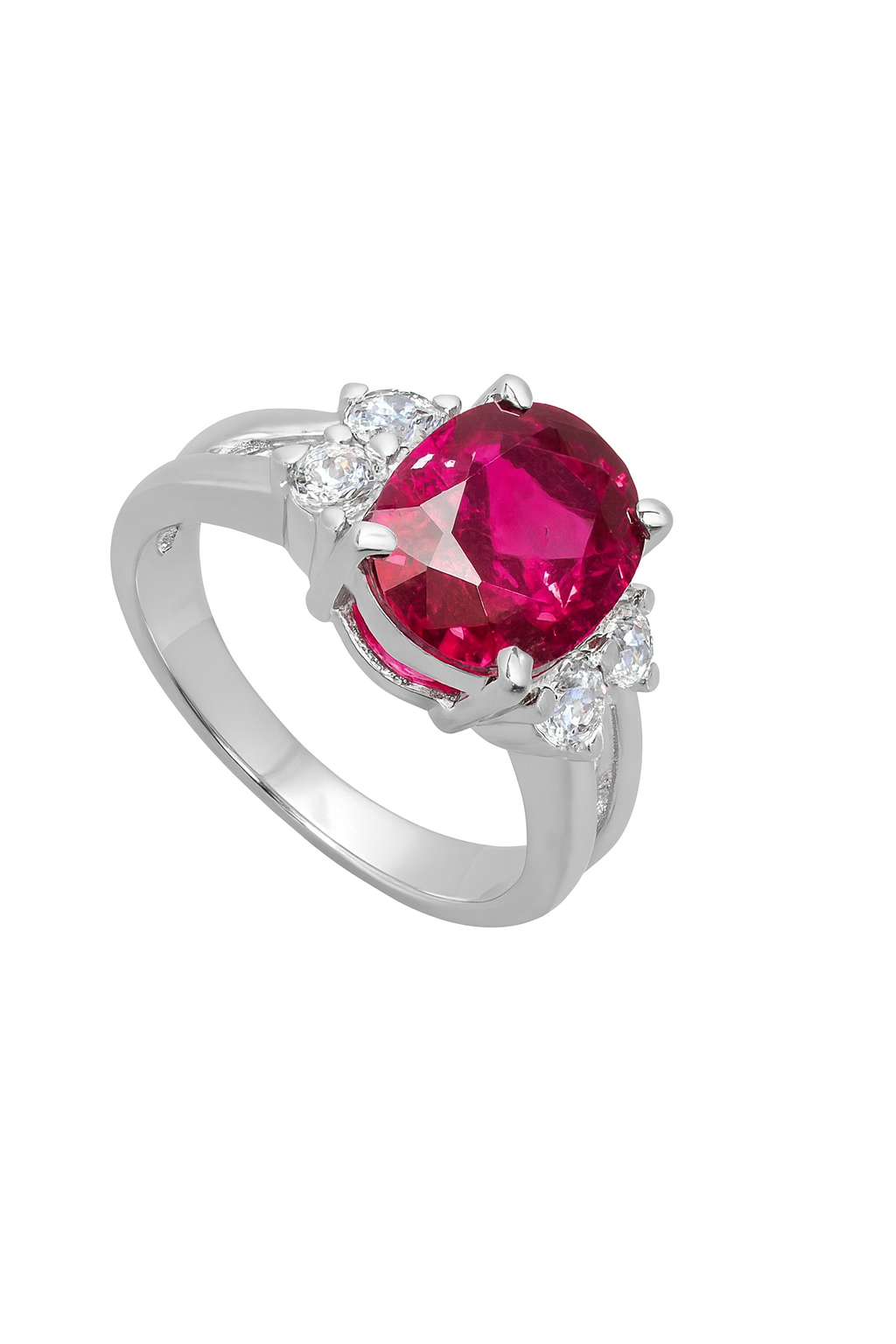 Luxury red ruby gemstone ring in pure silver for daily wear