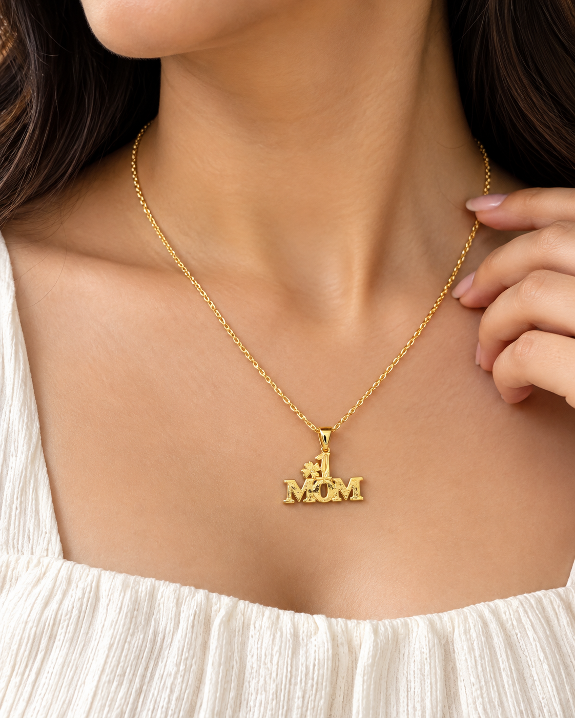 92.5 silver gold plated MOM necklace with pendant
