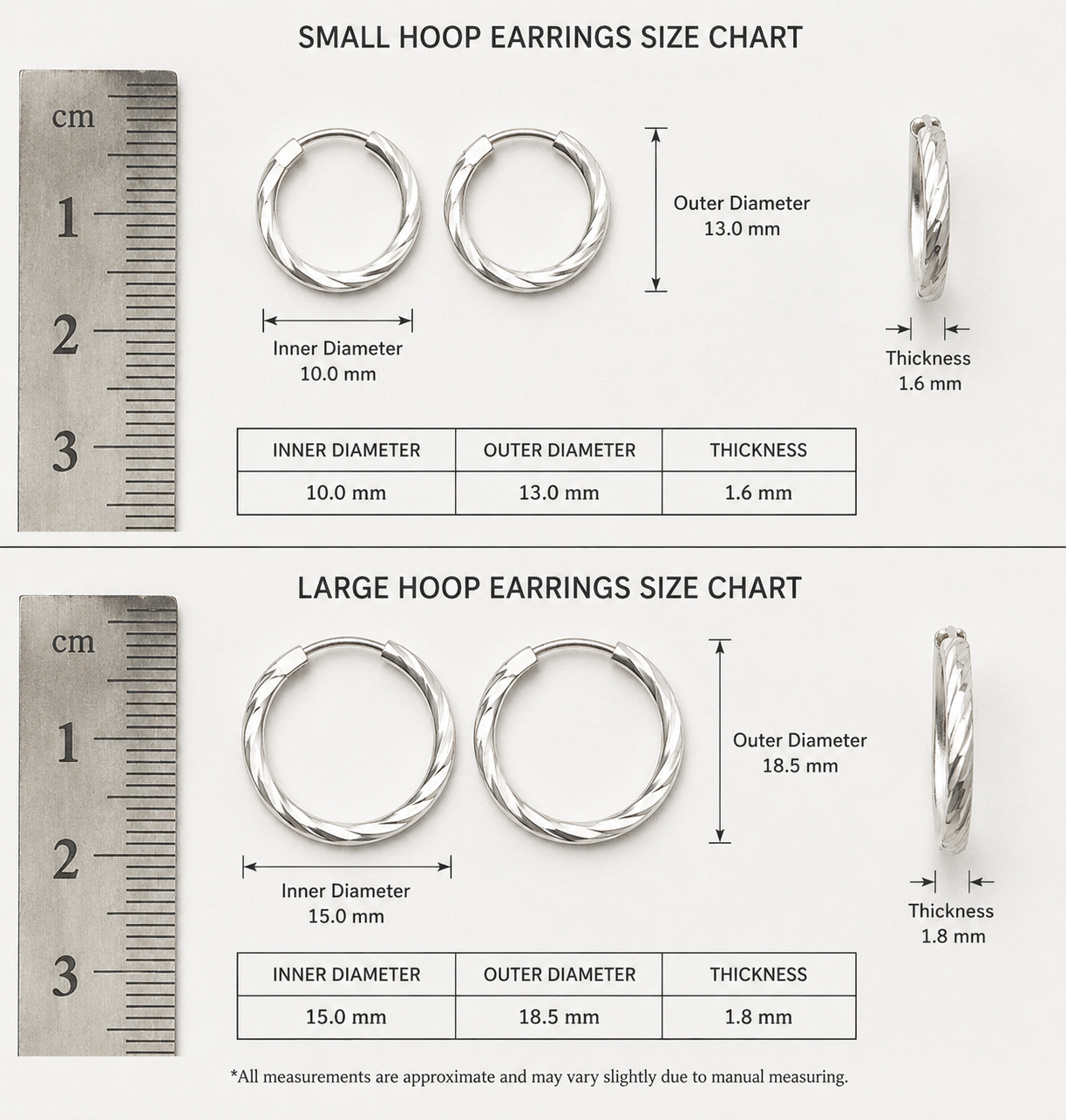 Minimal 925 Sterling Silver Hoop Earrings with Engraved Pattern