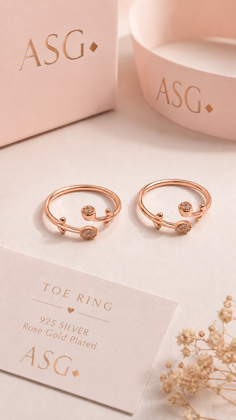 Minimal Rose Gold Toe Ring Jewellery Product Shot