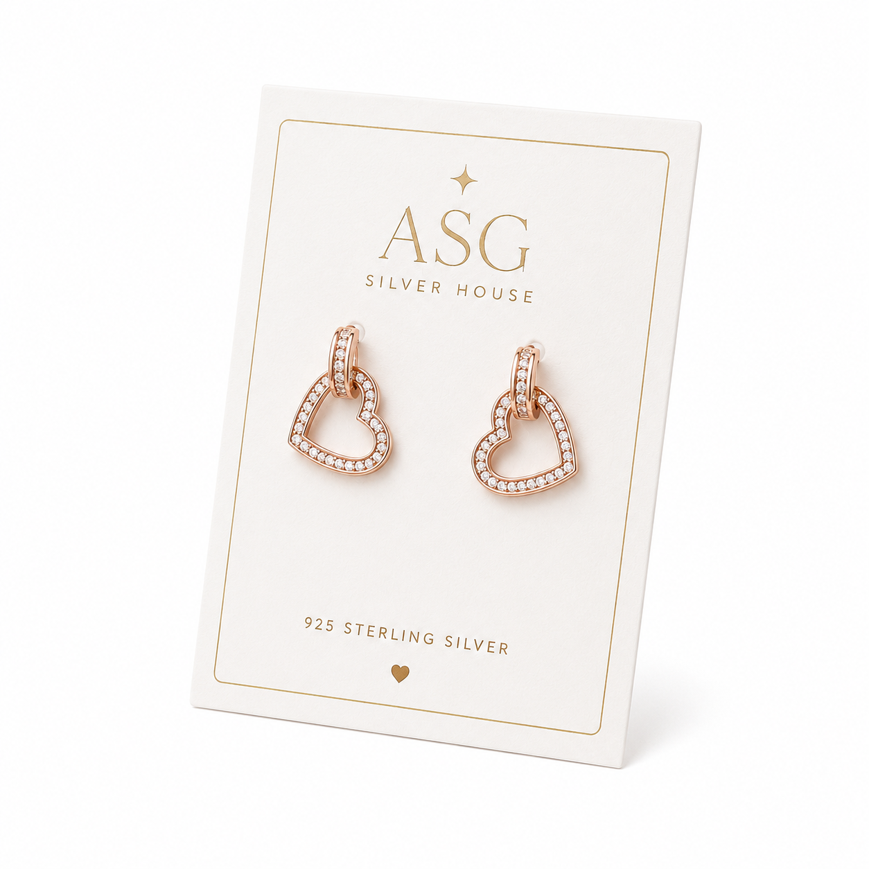 Minimalist Heart Drop Earrings in Sterling Silver