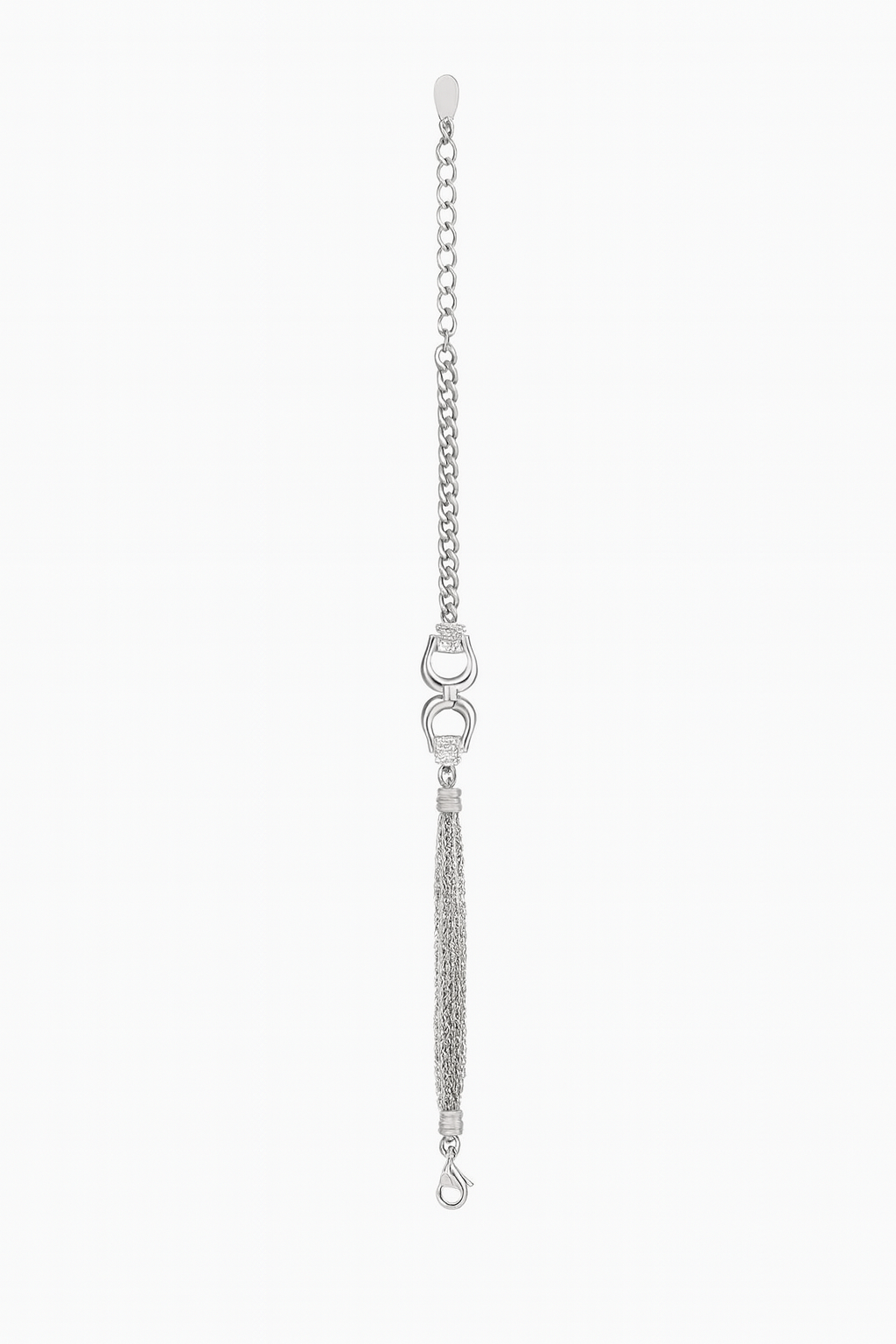 Modern silver bracelet with intricate chain links