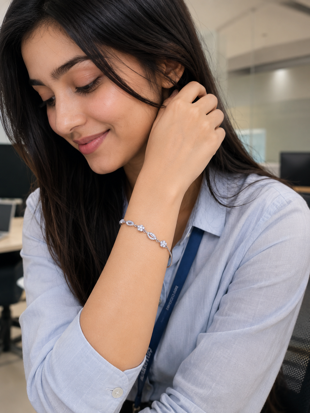 Party wear flower silver bracelet