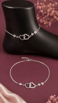 Adjustable 925 Sterling Silver Heart Payal with Sparkling CZ Stones for Women