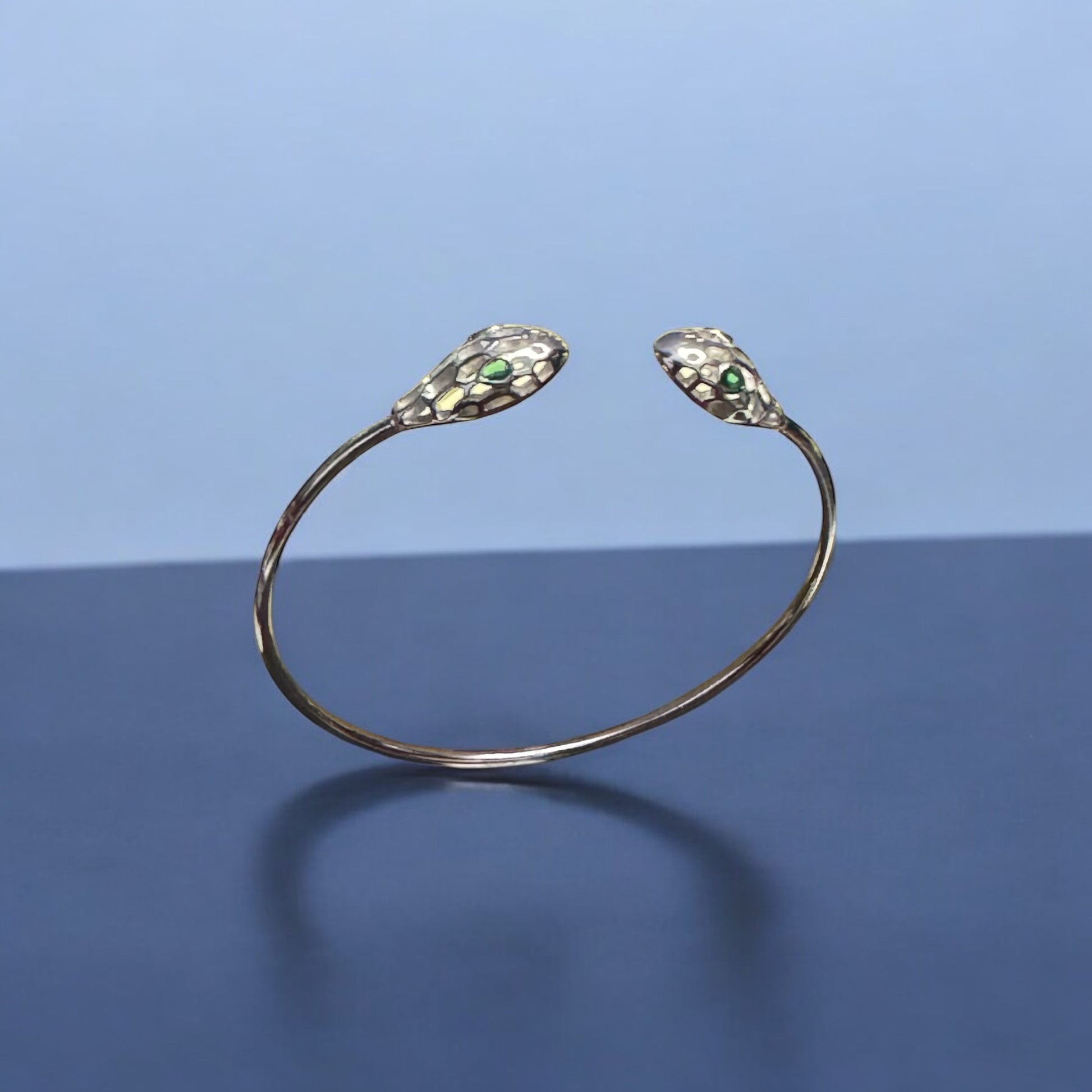 Bvlgari inspired Serpenti silver bracelet open cuff design