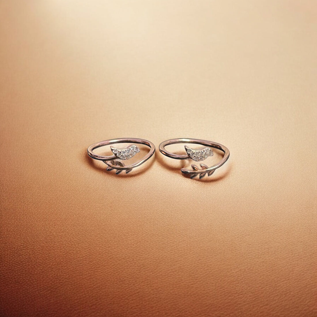 Chic Rose Gold Toe Rings with Bird Design Stylish Adjustable Pair in 92.5 HM Silver
