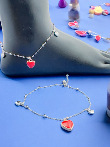 Elegant Red chams anklet in 92.5 HM Silver