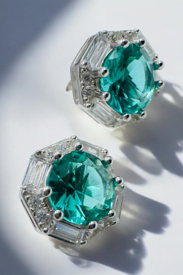 Beautiful Emerald Stone Earrings (semiprecious) combine with sterling silver 92.5 HM