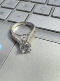 Proposal gift heart diamond look silver ring for women
