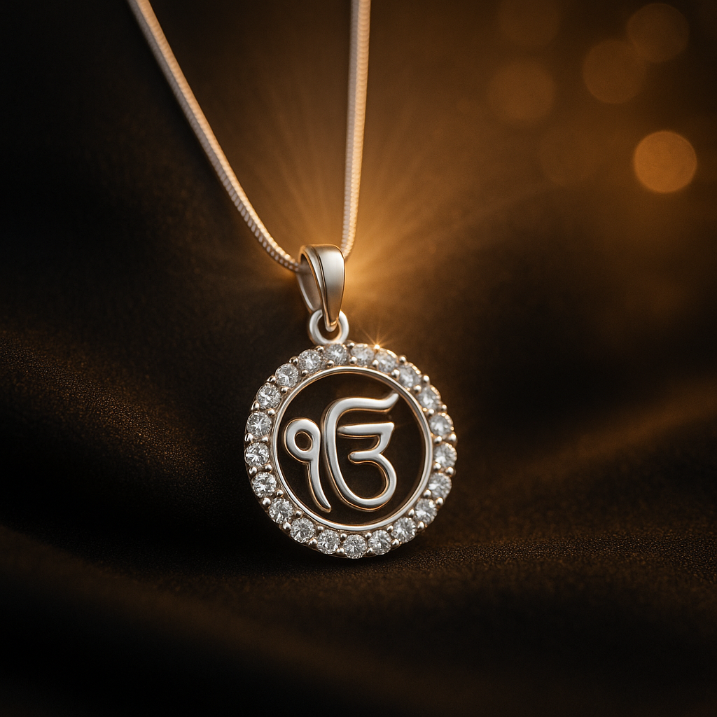 Elegant 925 silver Ek Onkar pendant for men and women with minimal natural lighting