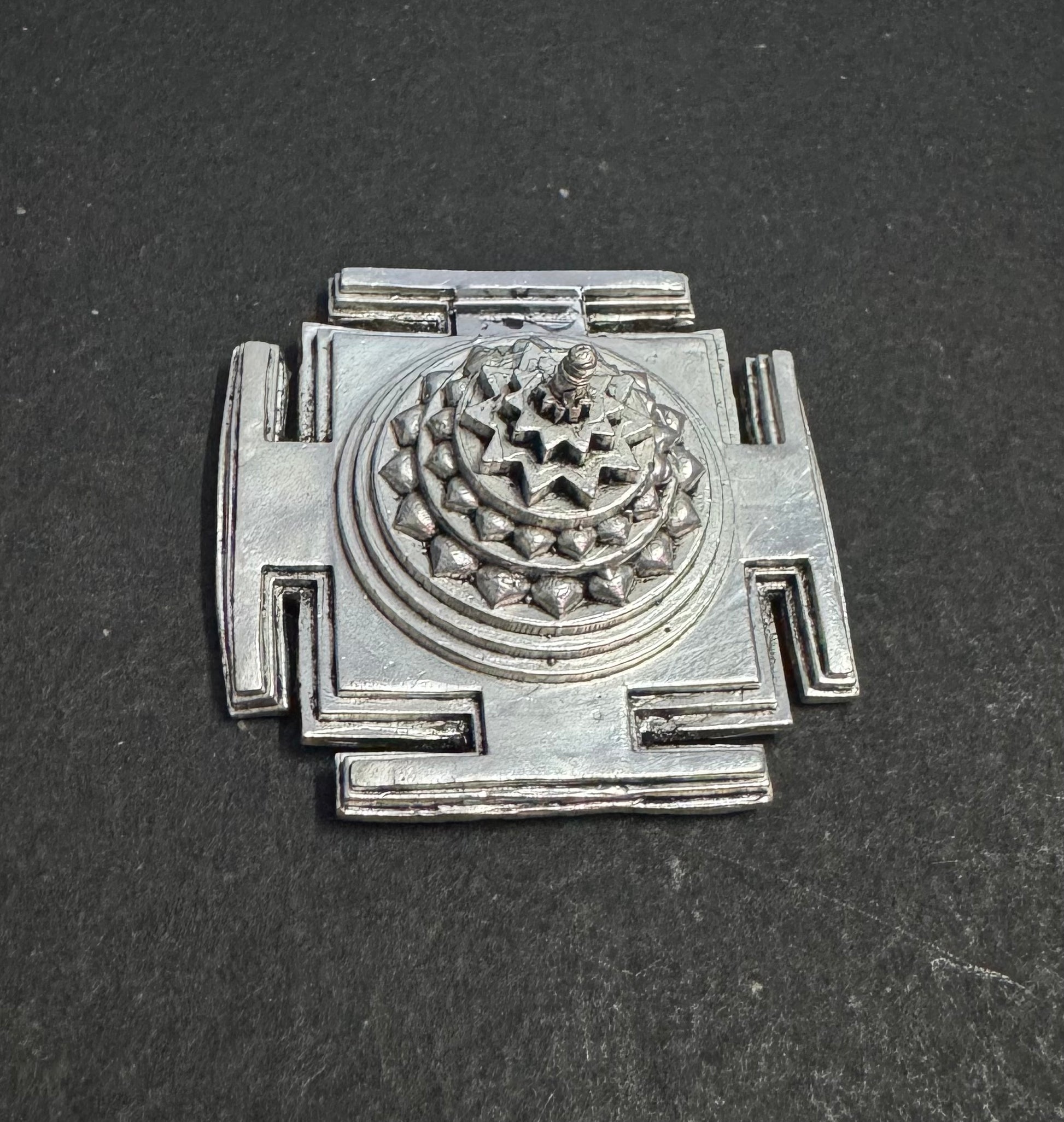 Pure silver Sri Yantra sacred geometry for home mandir and pooja space