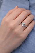Silver Hug Ring Studded with Zirconia Close-Up View