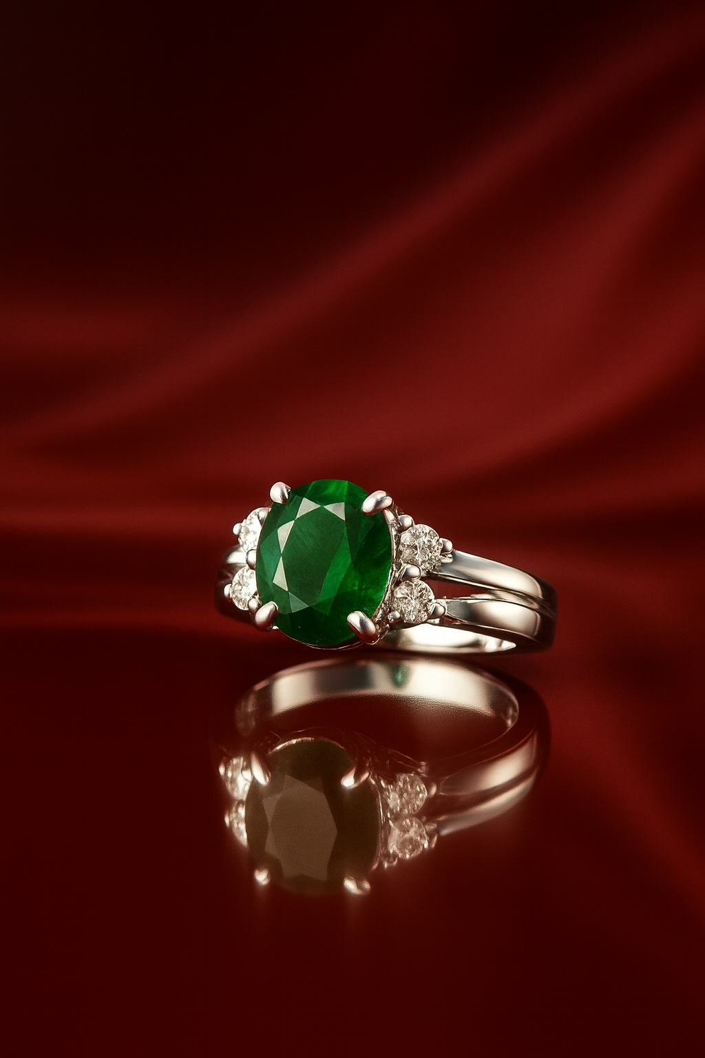 Royal silver ring with green stone – unisex adjustable jewelry