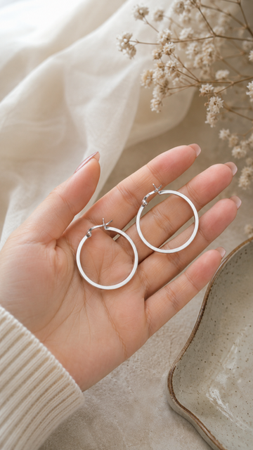 925 Sterling Silver Bali Earrings with Secure Lock