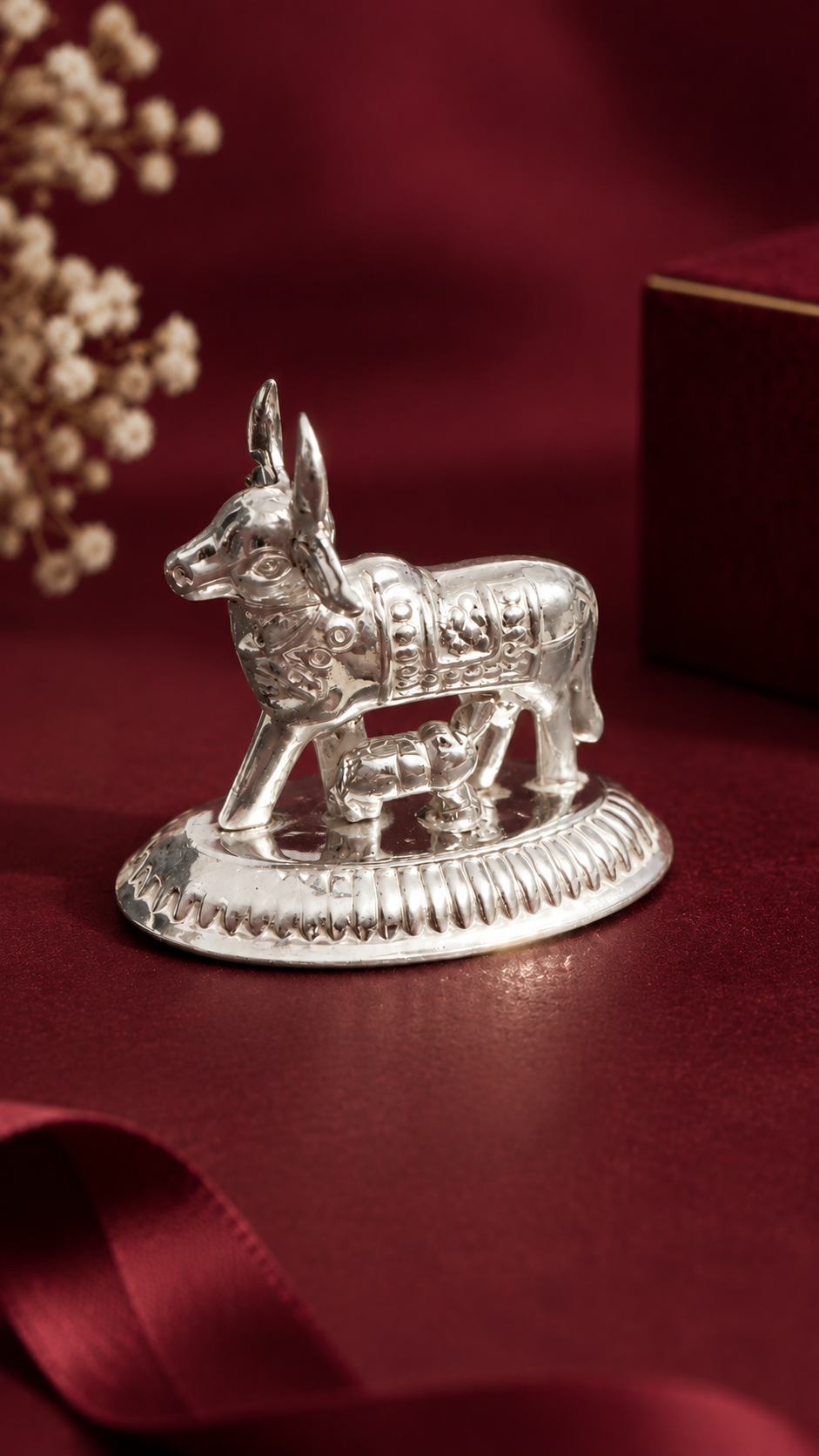 92.5 Sterling Silver Cow and Calf Gay Bachra Idol