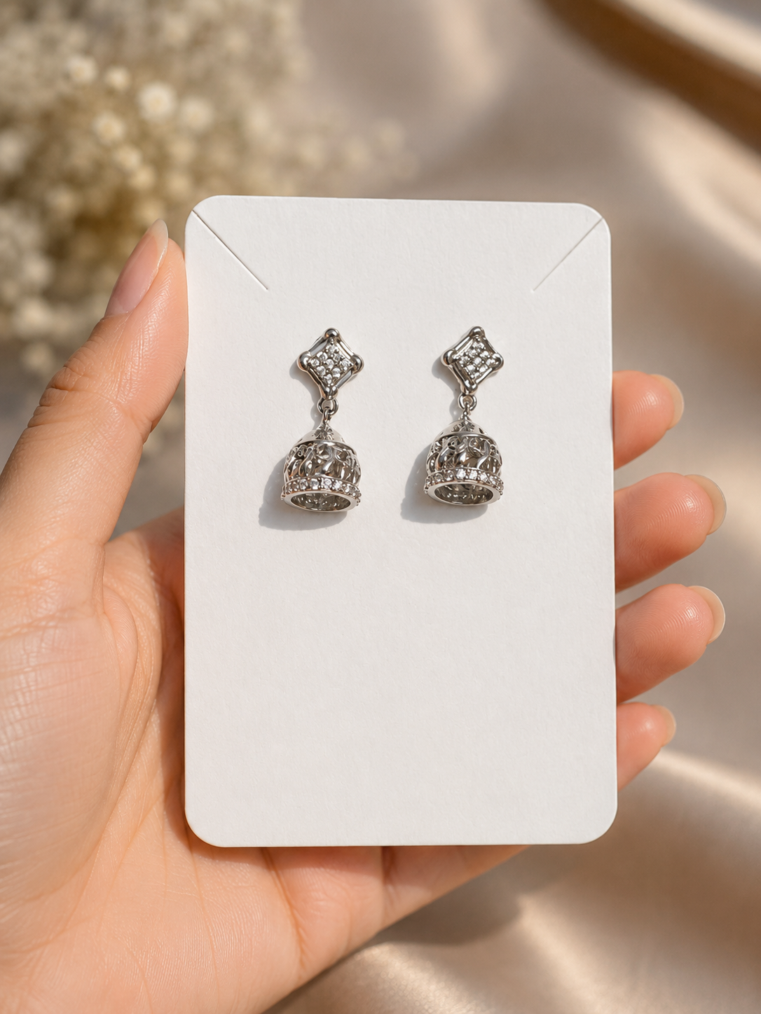 Traditional Oxidized Silver Jhumka Earrings