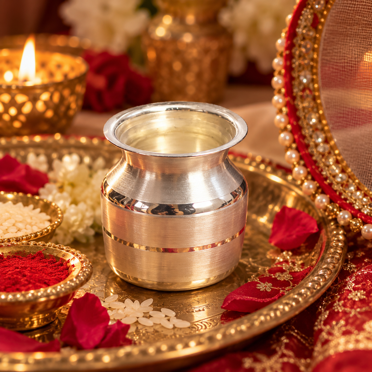 Silver Karwa lota for Karwa Chauth vrat puja
