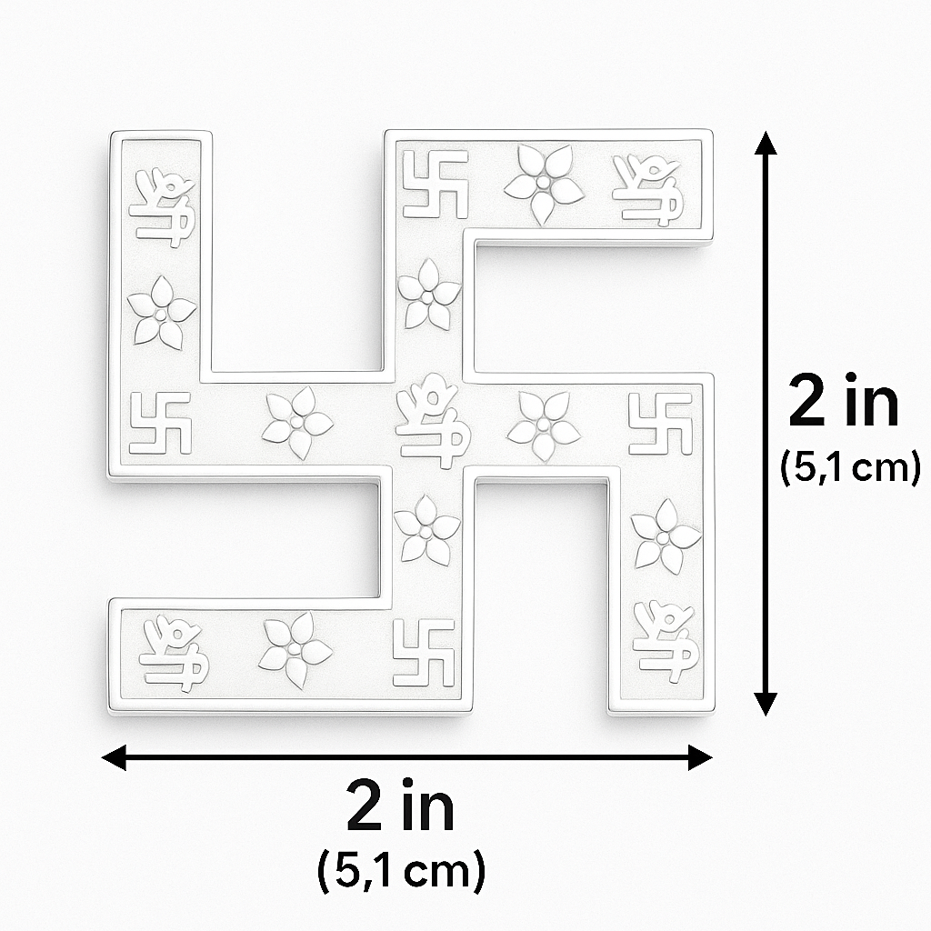 Silver Swastik Idol for Puja Room and Temple – Traditional Hindu Symbol