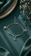 925 Sterling Silver LV Charm Bracelet for Women