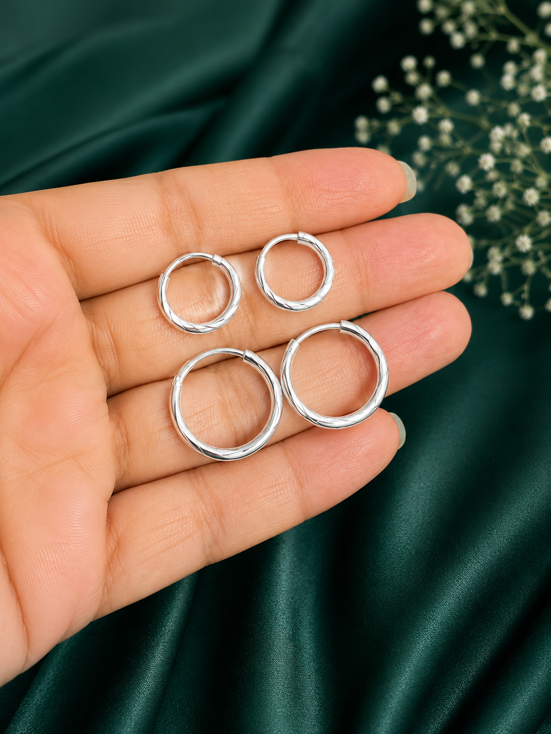 Sterling Silver Round Hoop Earrings for Girls