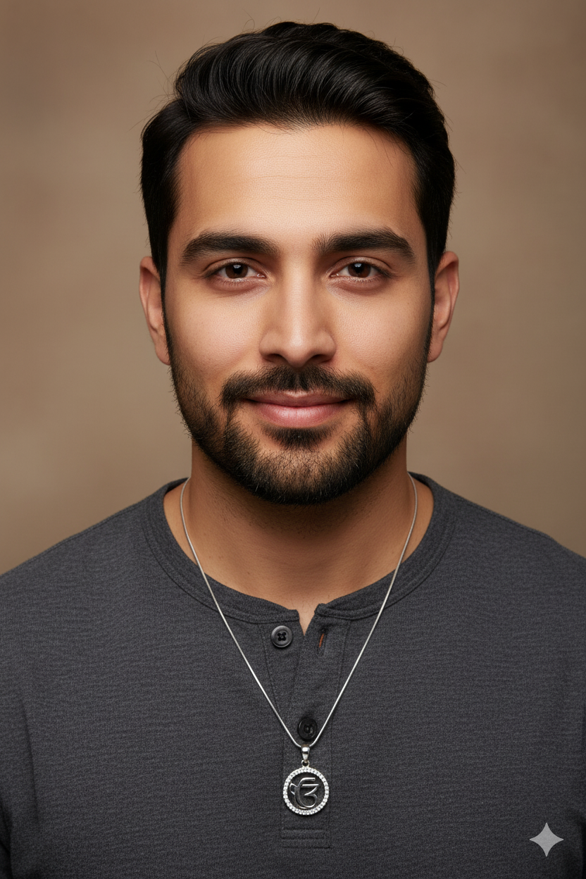 Stylish silver Ek Omkar pendant for men