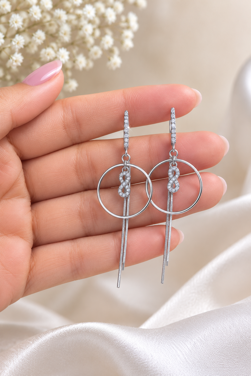 Infinity Hoop Bali Earrings in 92.5 Sterling Silver