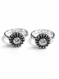 Traditional antique silver toe ring pair for women