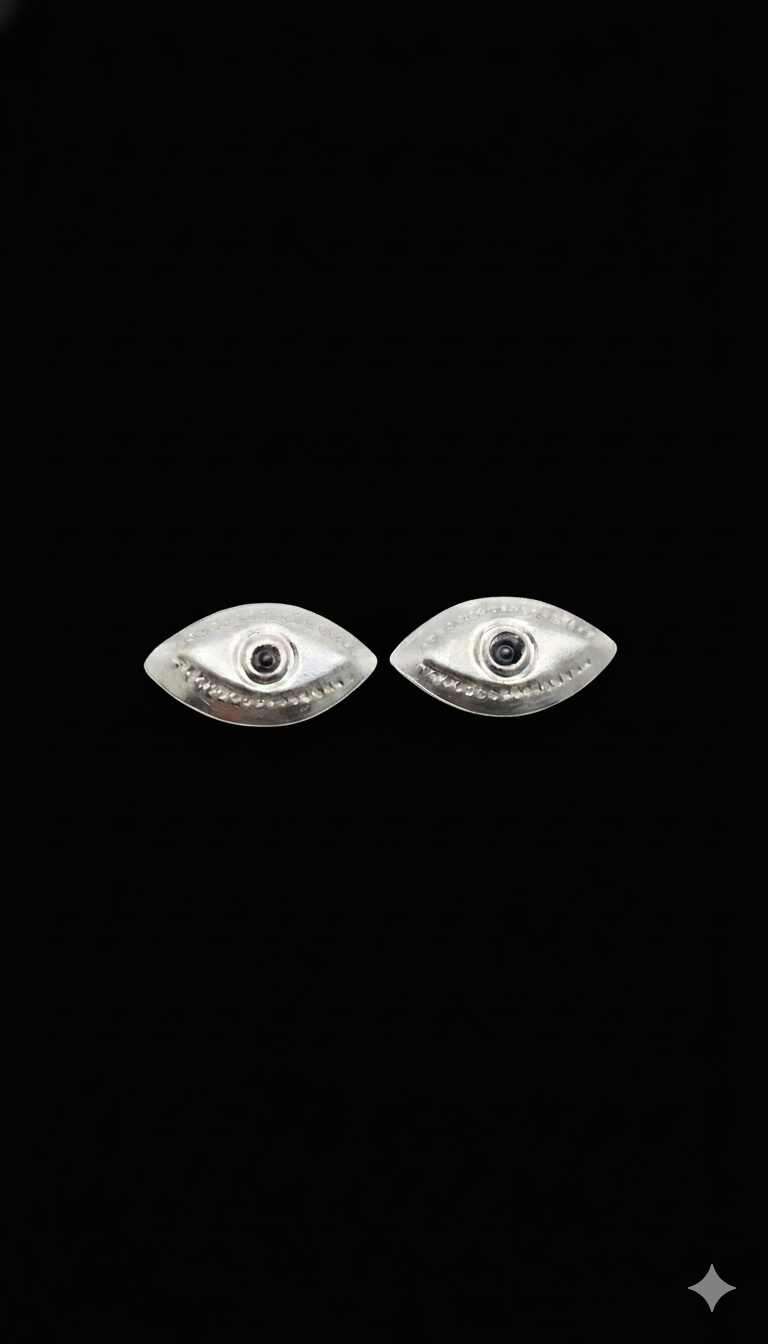 Traditional pure silver eye pair for home temple

