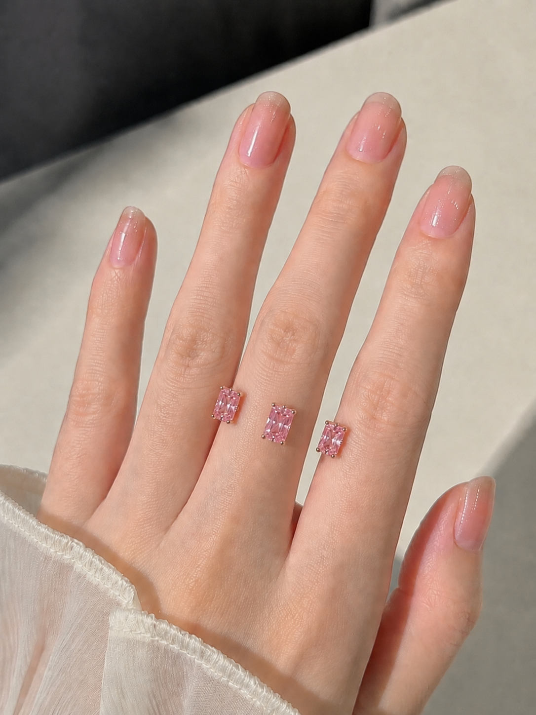 Trendy Rose Gold Open Ring with Pink CZ Stones