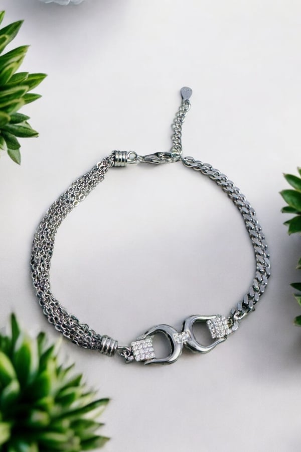Elegant silver chain bracelet with dual clasp design