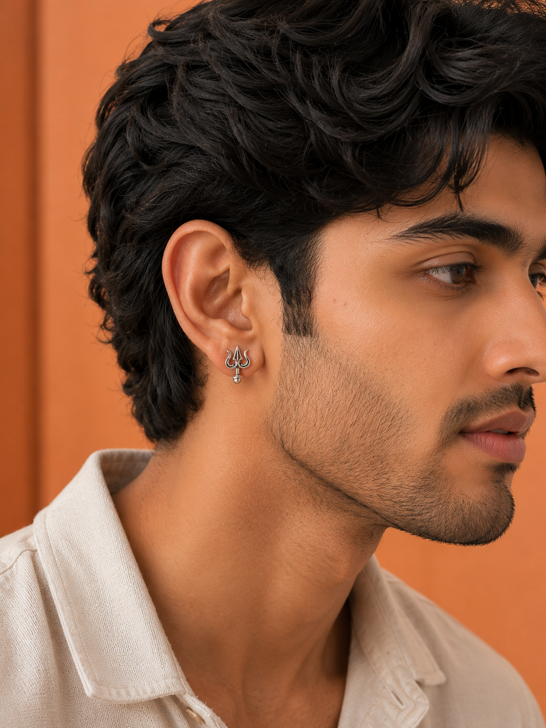 Shiv Trishul Earrings in 925 Sterling Silver | Spiritual Stud Earrings