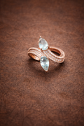 Turquoise crystal 925 sterling silver rose gold ring for women