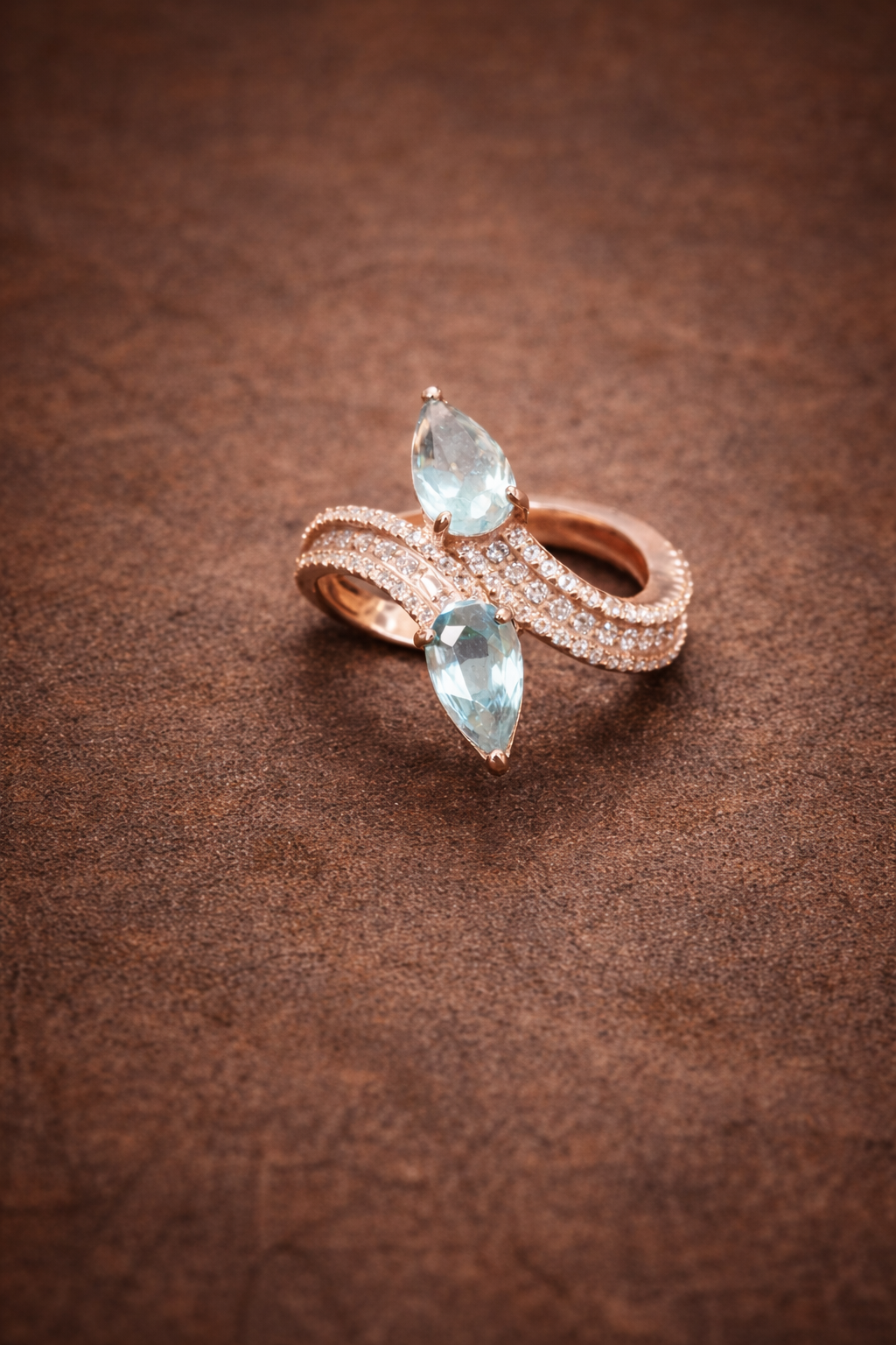 Turquoise crystal 925 sterling silver rose gold ring for women