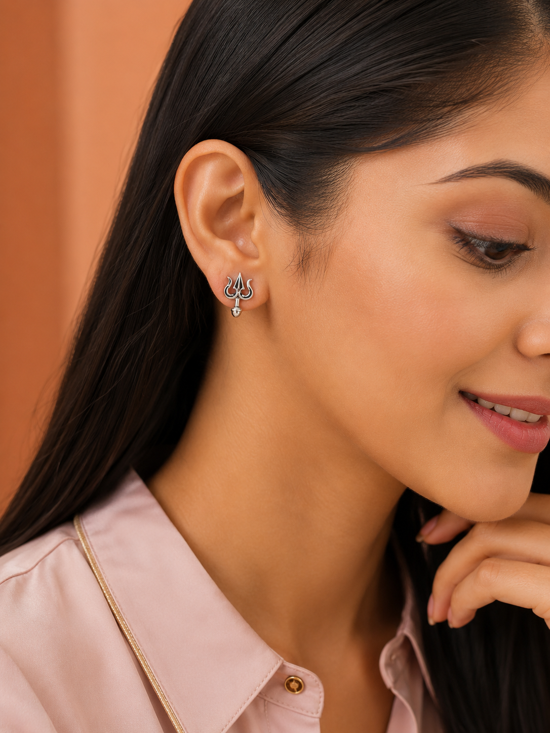 925 Sterling Silver Trishul Stud Earrings for Men & Women | Shiva Trident Earrings